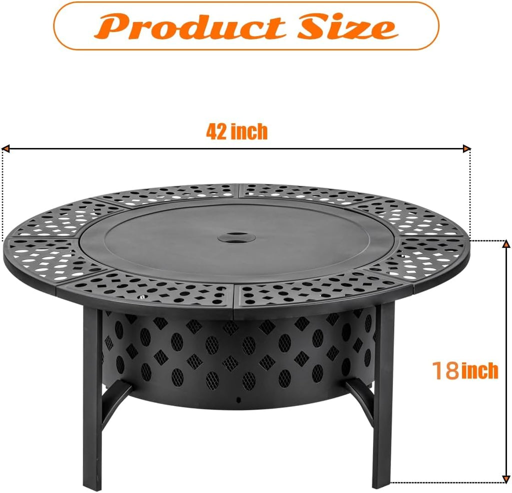 42" Fire Pit with Grills & Lid