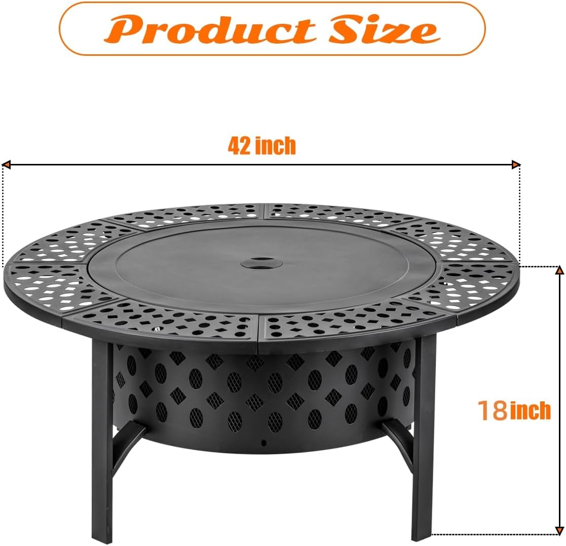 42" Fire Pit with Grills & Lid