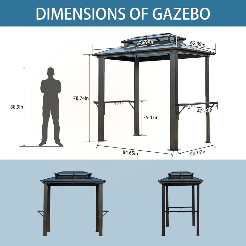 8'x5' Hardtop Grill Gazebo