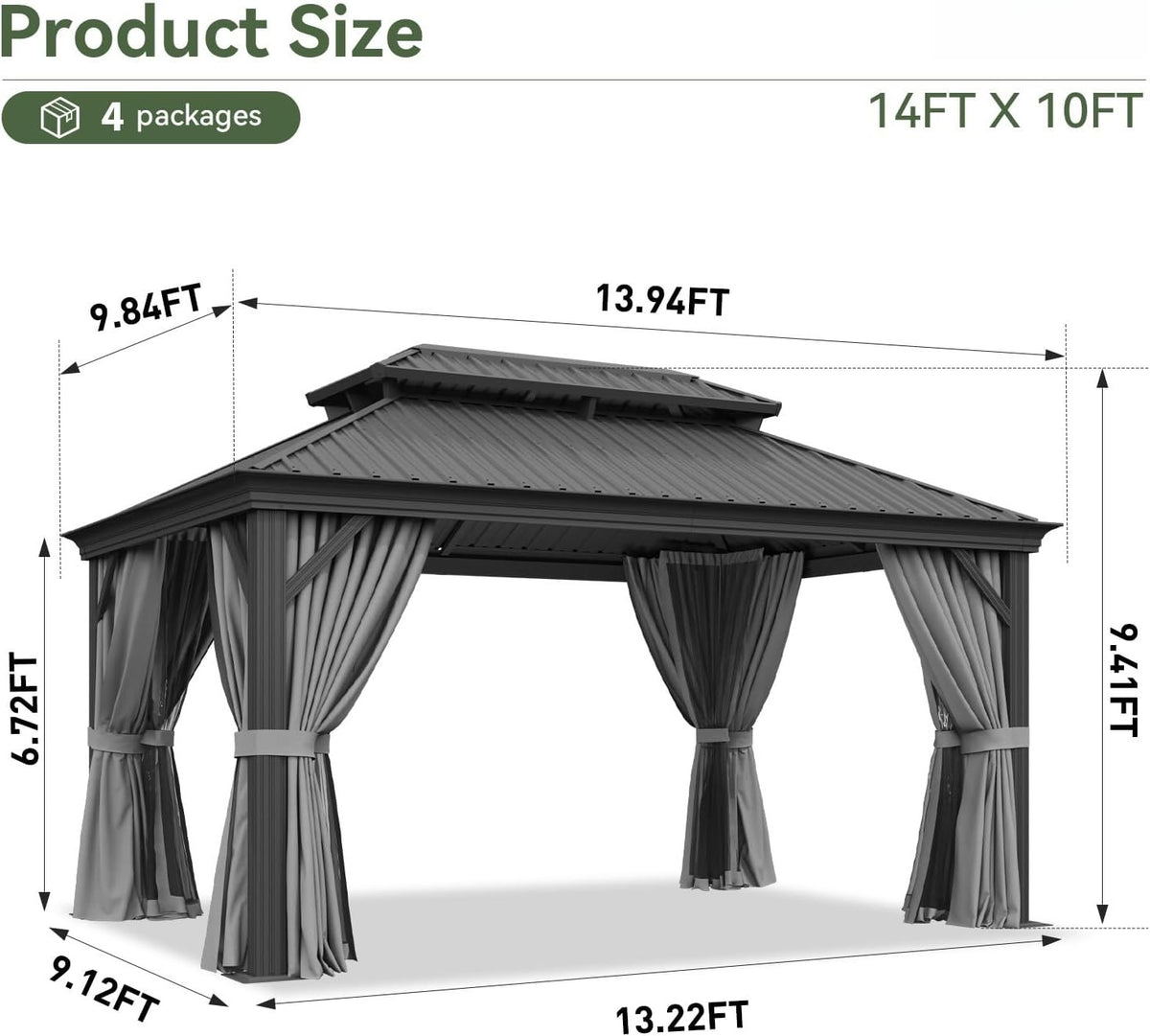 10'X14' Hardtop Drainage Gazebo
