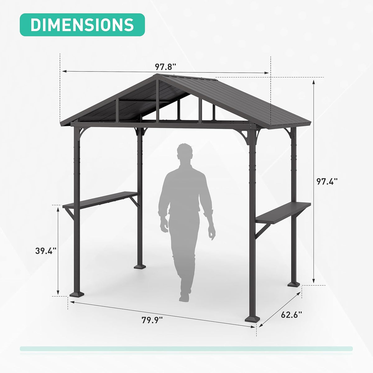 8'x5' Hardtop BBQ Gazebo