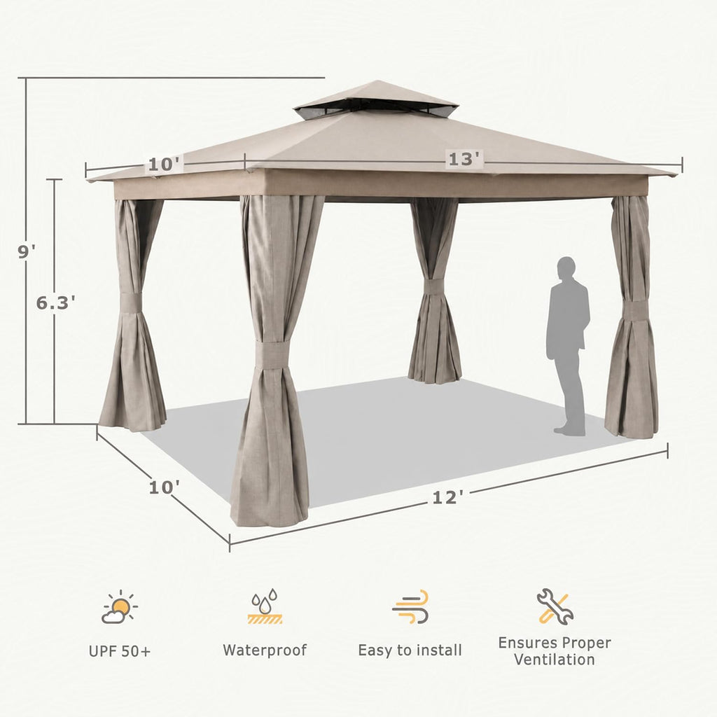 10'x12' Double Roof Gazebo Canopy