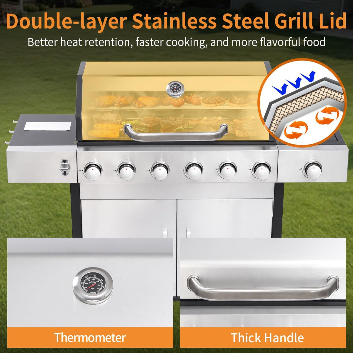 6-Burner Grill with Side Burner & Griddle Combo