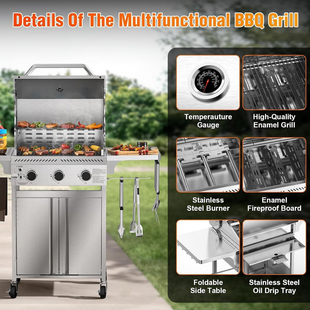 3-Burner Propane BBQ Grill