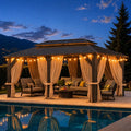 12'x20' Hardtop Gazebo with LED & Curtains
