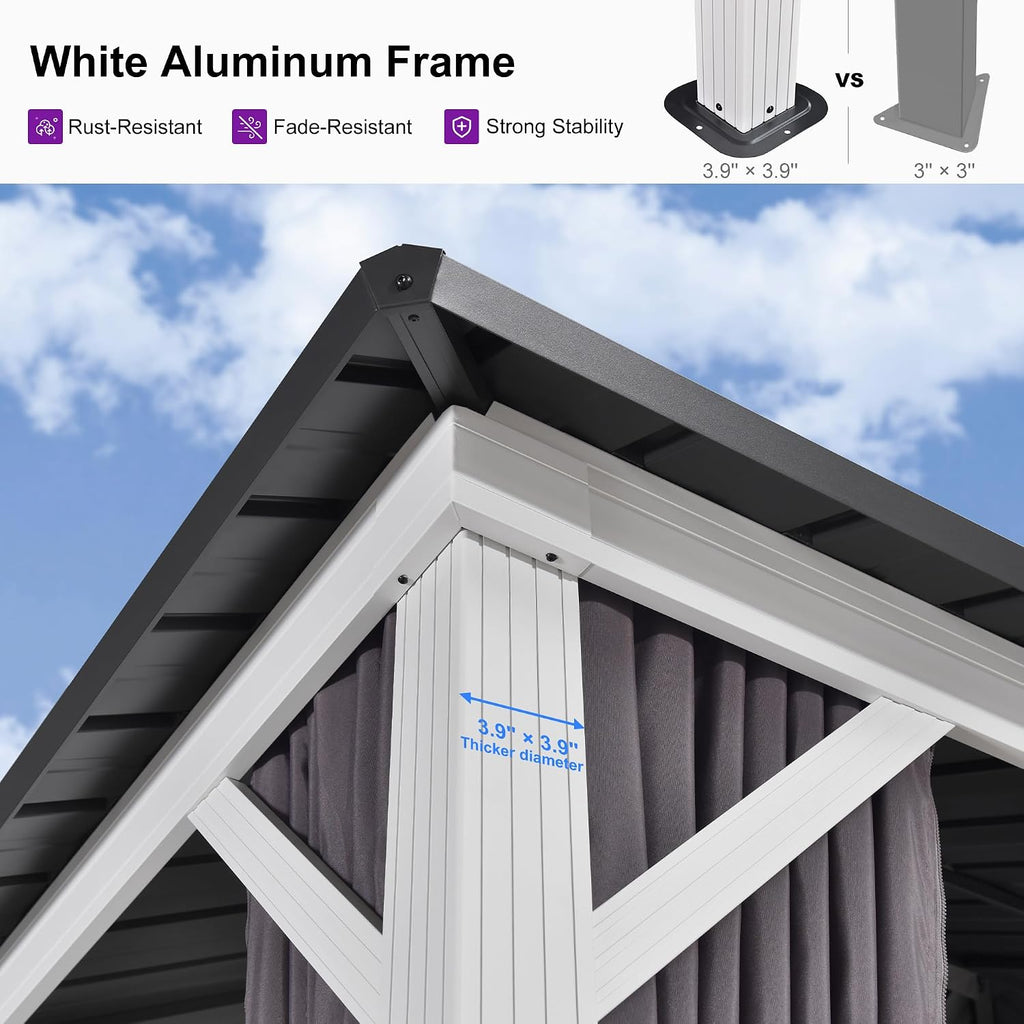 8'x14' White Frame Gazebo