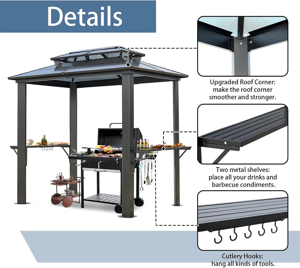 8'x5' Hardtop Grill Gazebo