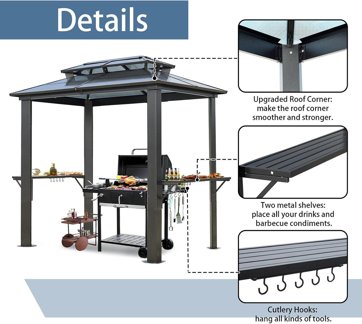8'x5' Hardtop Grill Gazebo