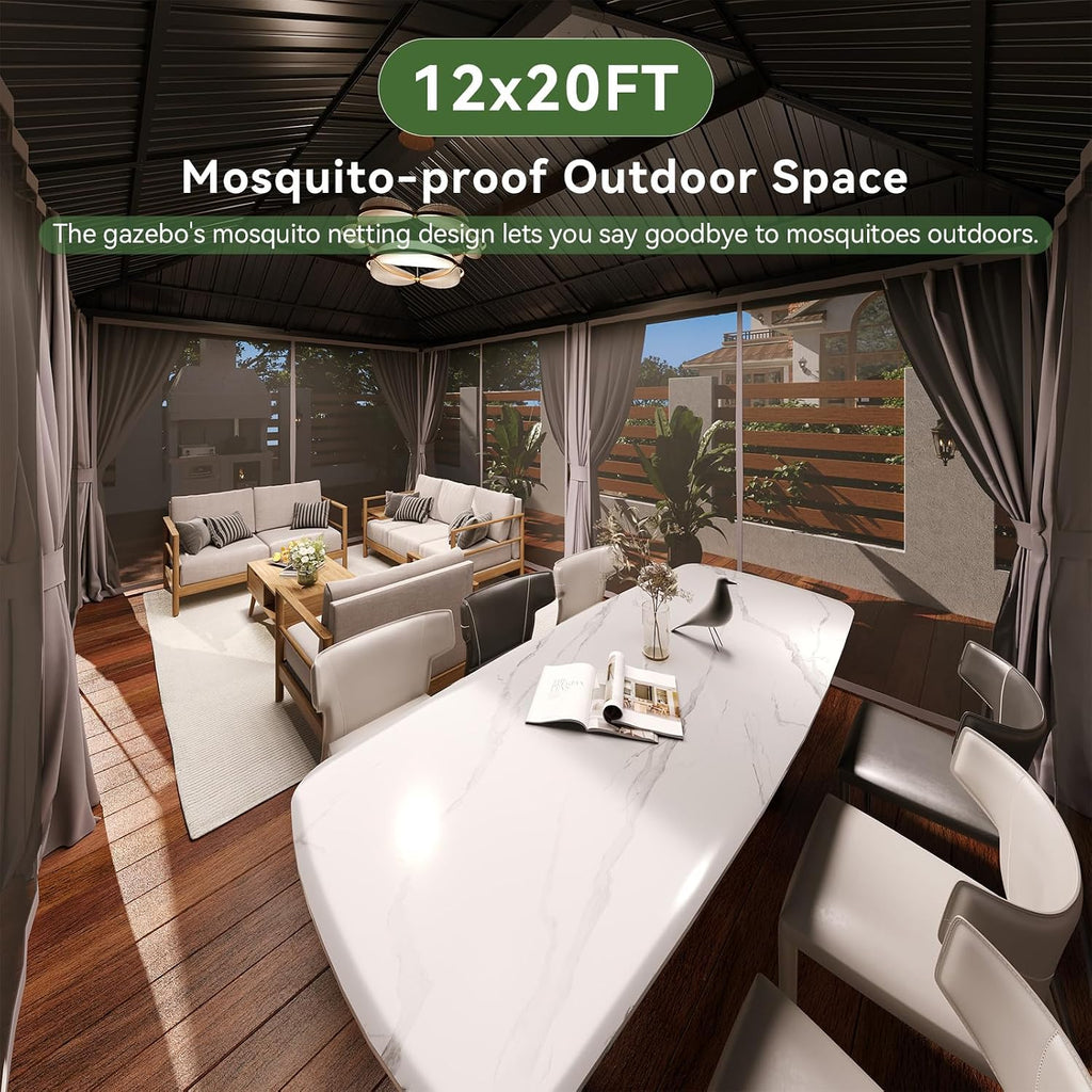 20'x12' Hardtop Gray Gazebo
