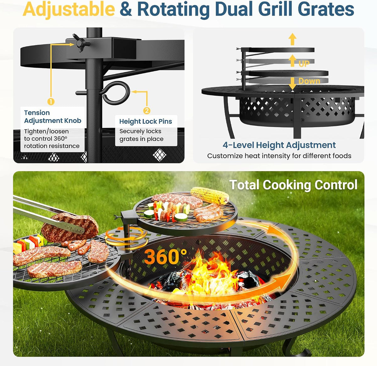 48" Fire Pit with Grills & Lid