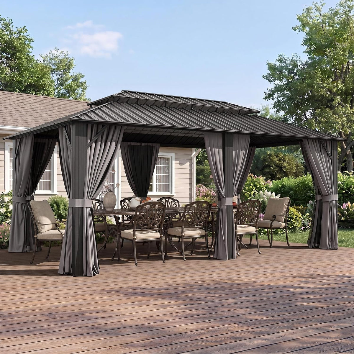 20'x12' Hardtop Gray Gazebo