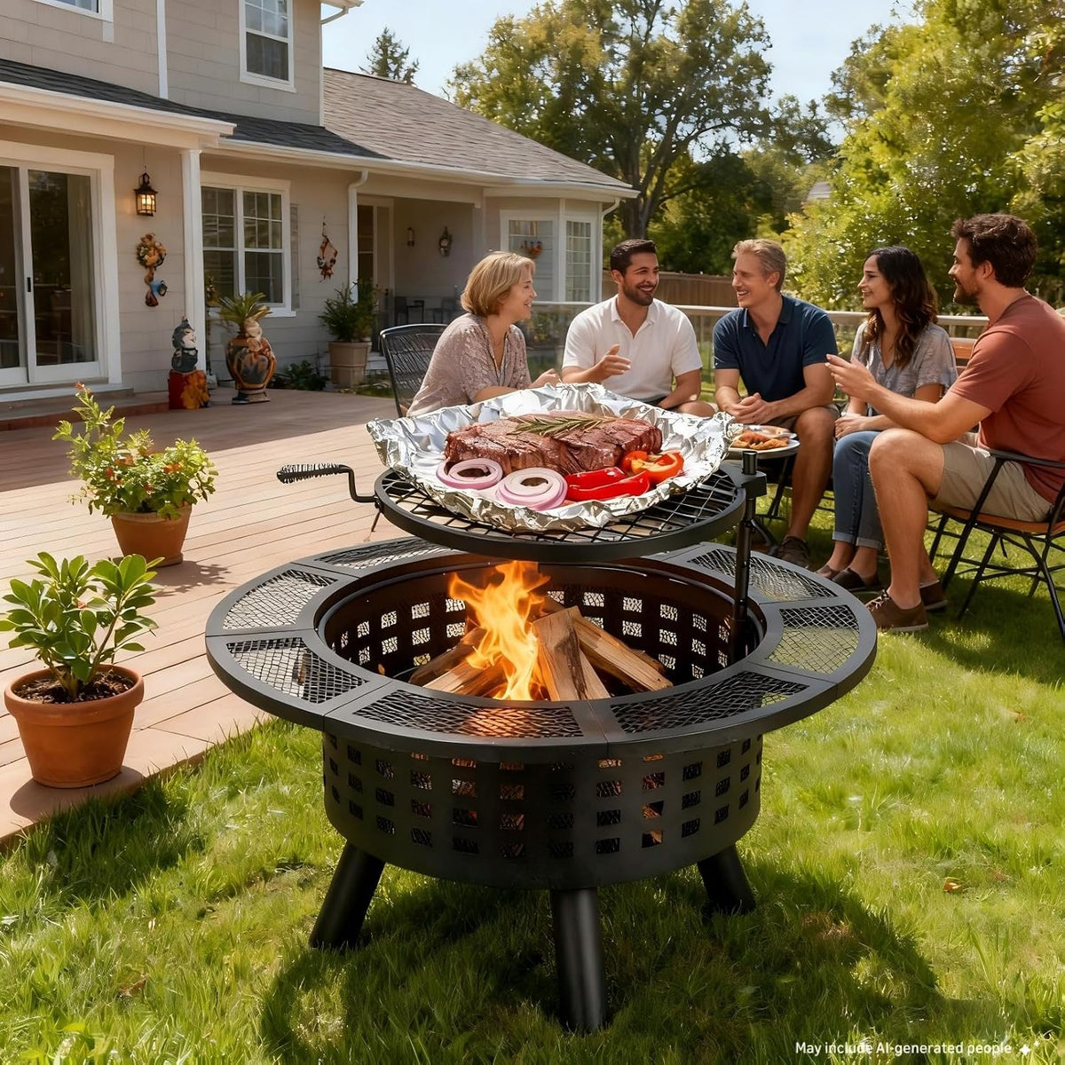 36" 3-in-1 Fire Pit Table