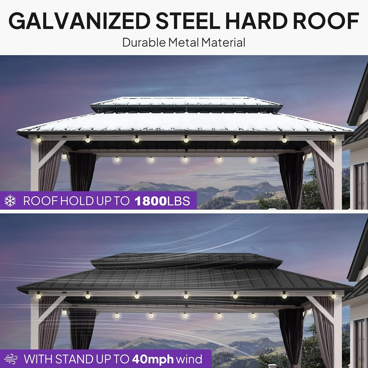 8'x14' White Frame Gazebo