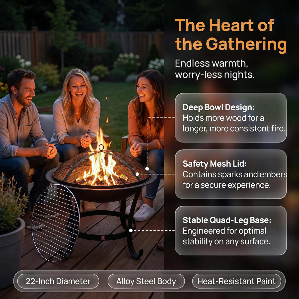 22" 2-in-1 Fire Pit