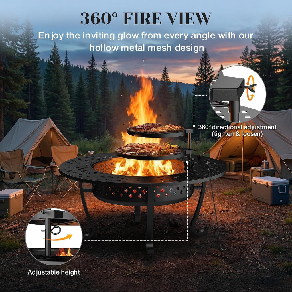 43" Fire Pit with Grills & Lid
