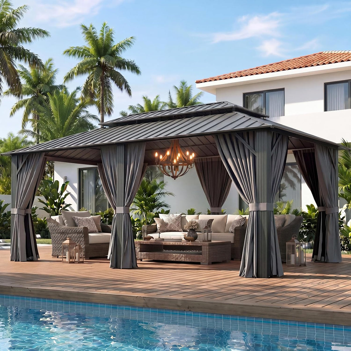 20'x12' Hardtop Gray Gazebo