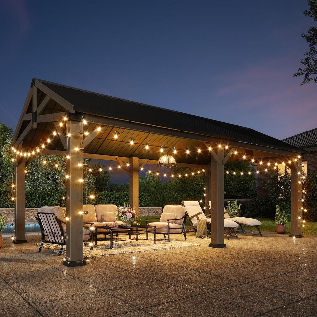 12'x20' Wood Steel Roof Gazebo