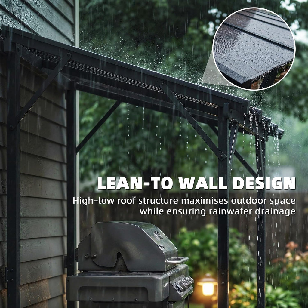 8'x5' Lean-to Hardtop Grill Gazebo