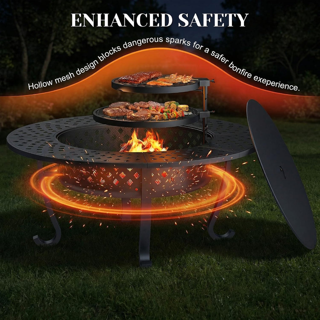 43" Fire Pit with Grills & Lid
