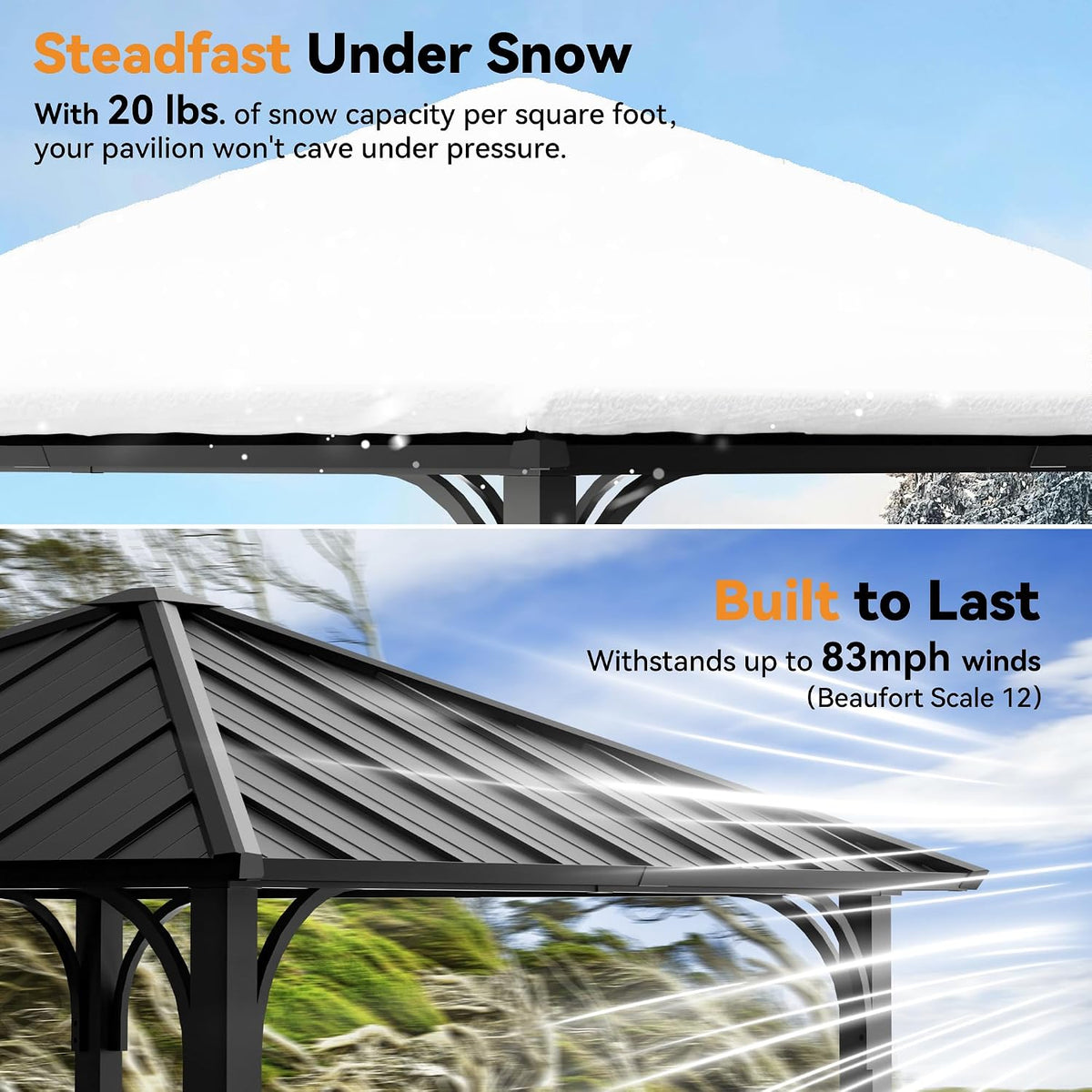 Modern Shade 8x8 Hardtop Gazebo Black
