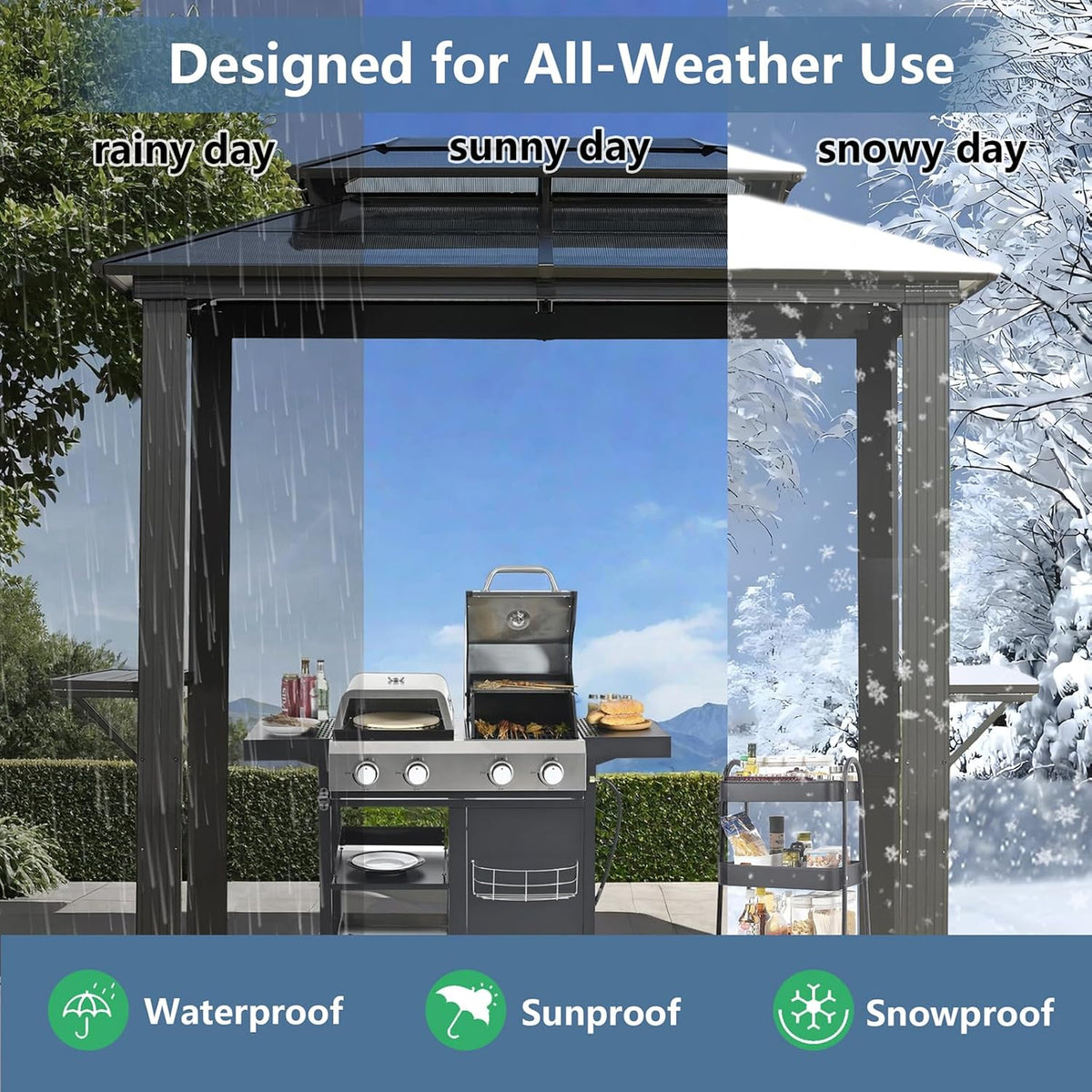 8'x5' Hardtop Grill Gazebo