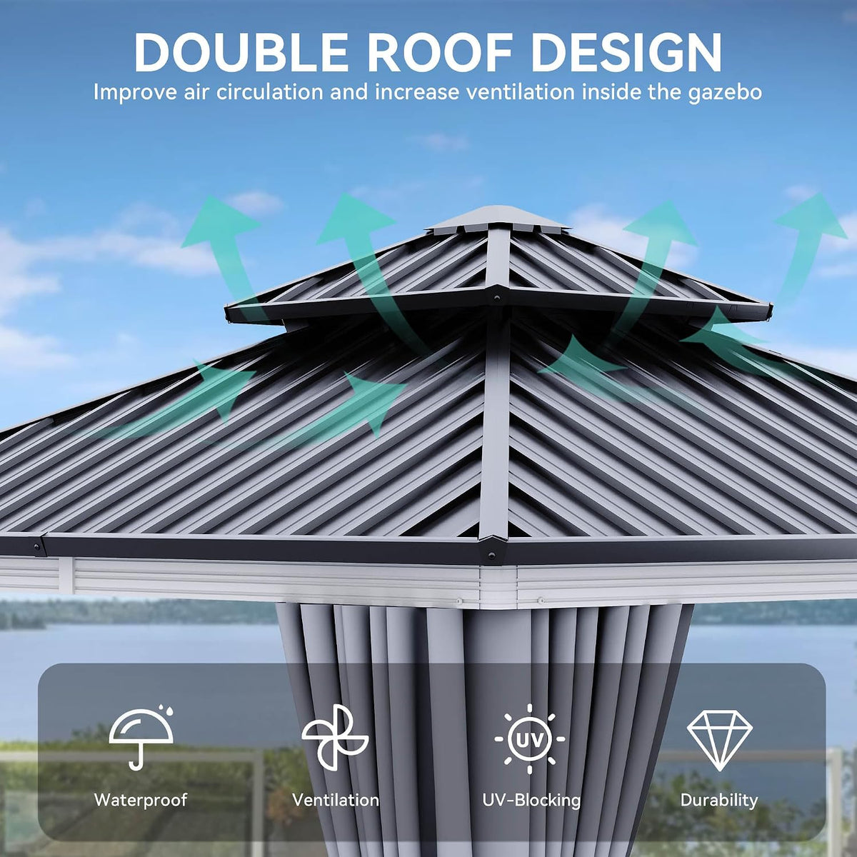 10X10FT Hardtop Aluminum Gazebo