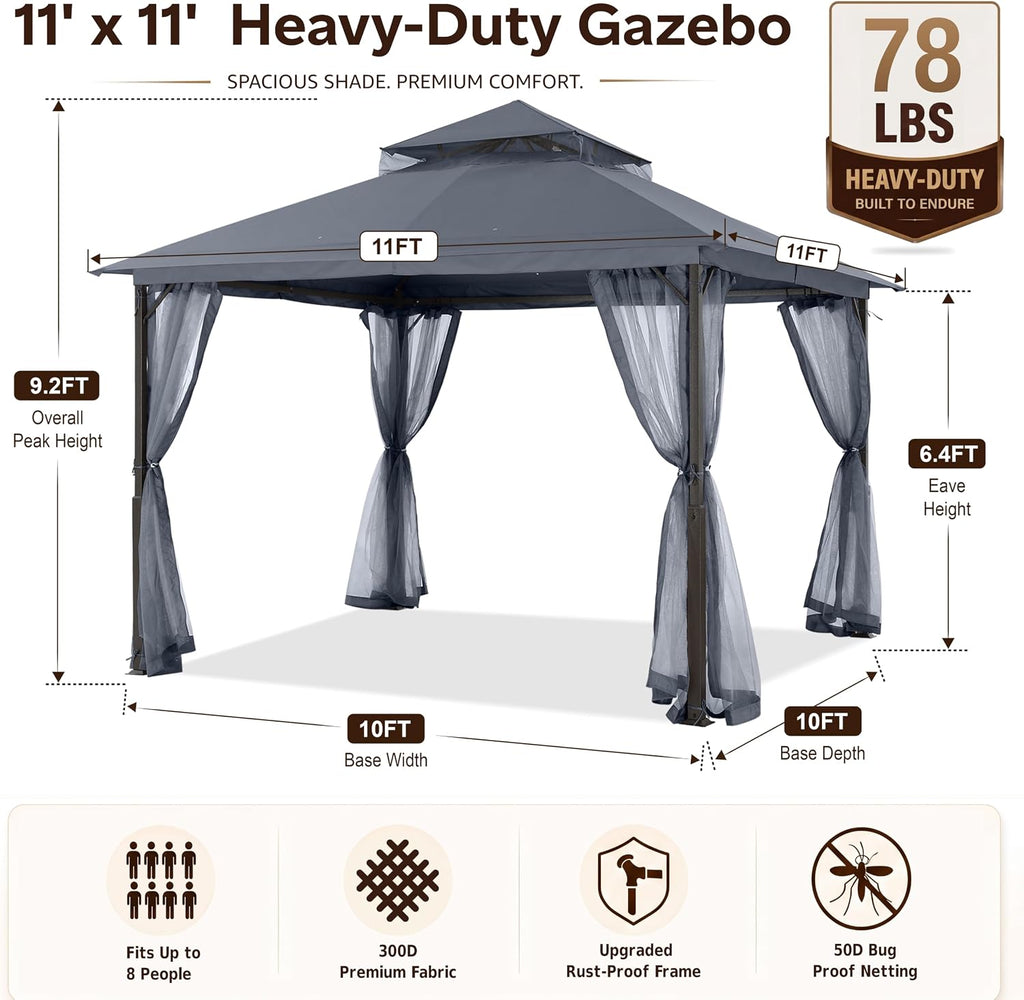 11x11ft Gazebo with Netting