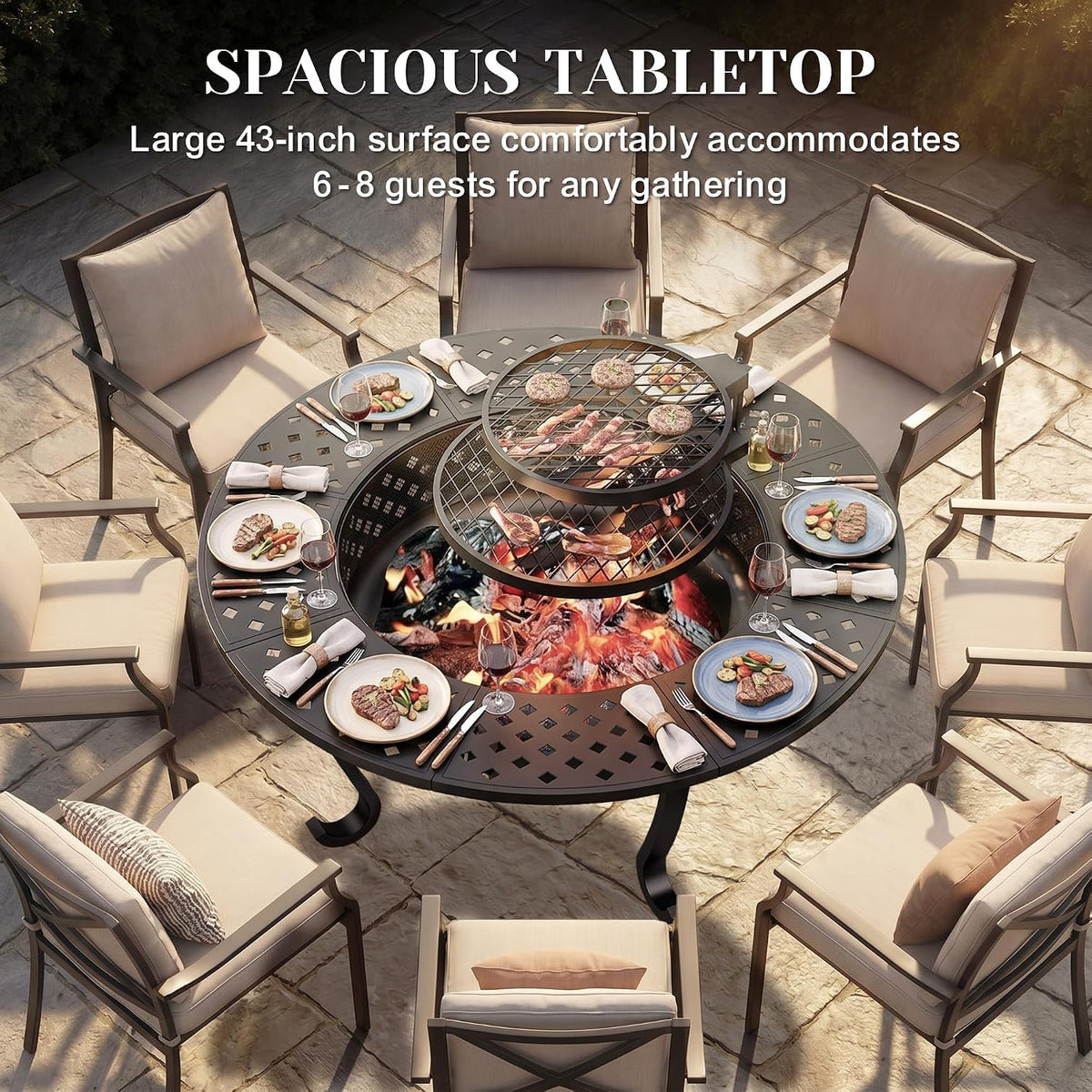43" Fire Pit with Grills & Lid