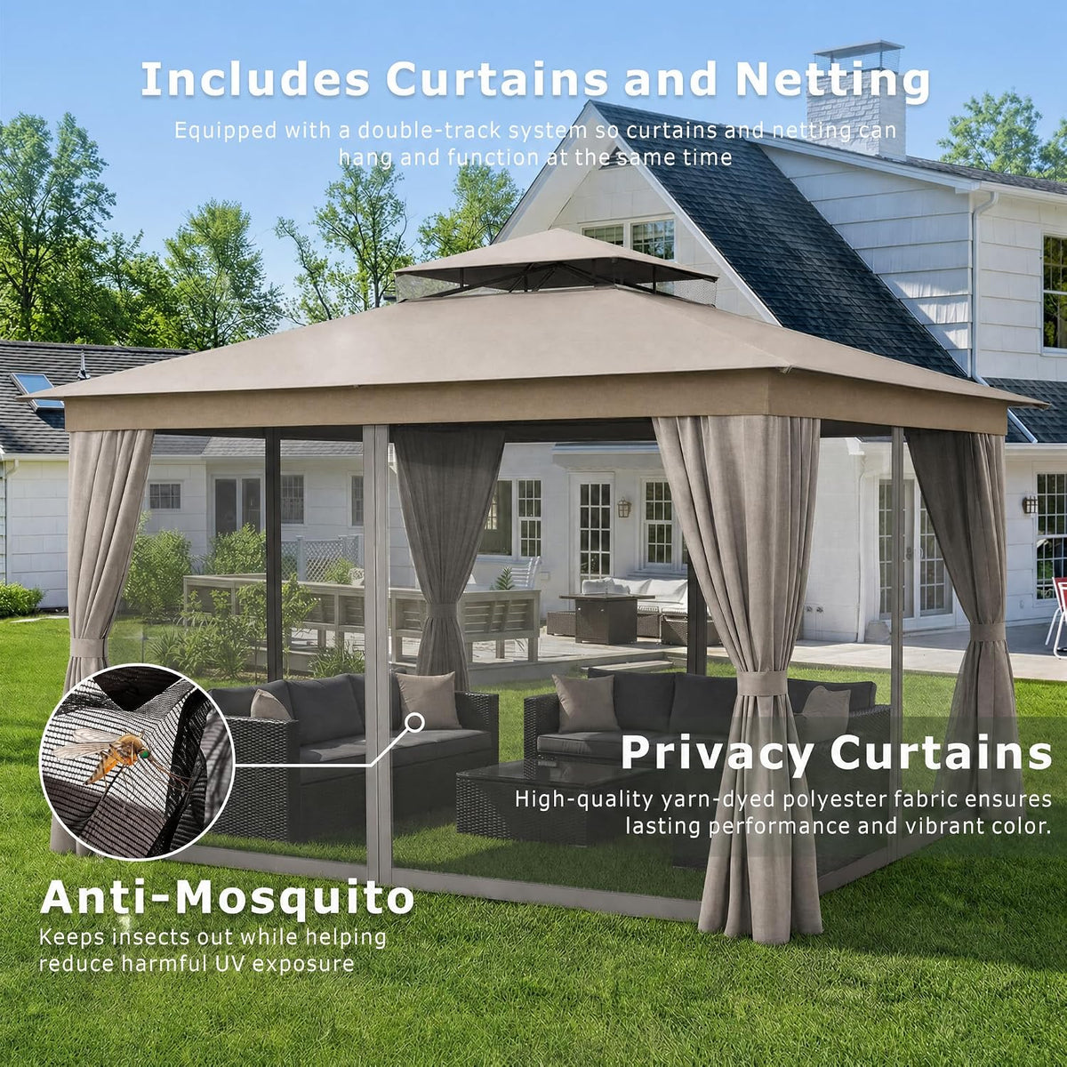 10'x12' Double Roof Gazebo Canopy