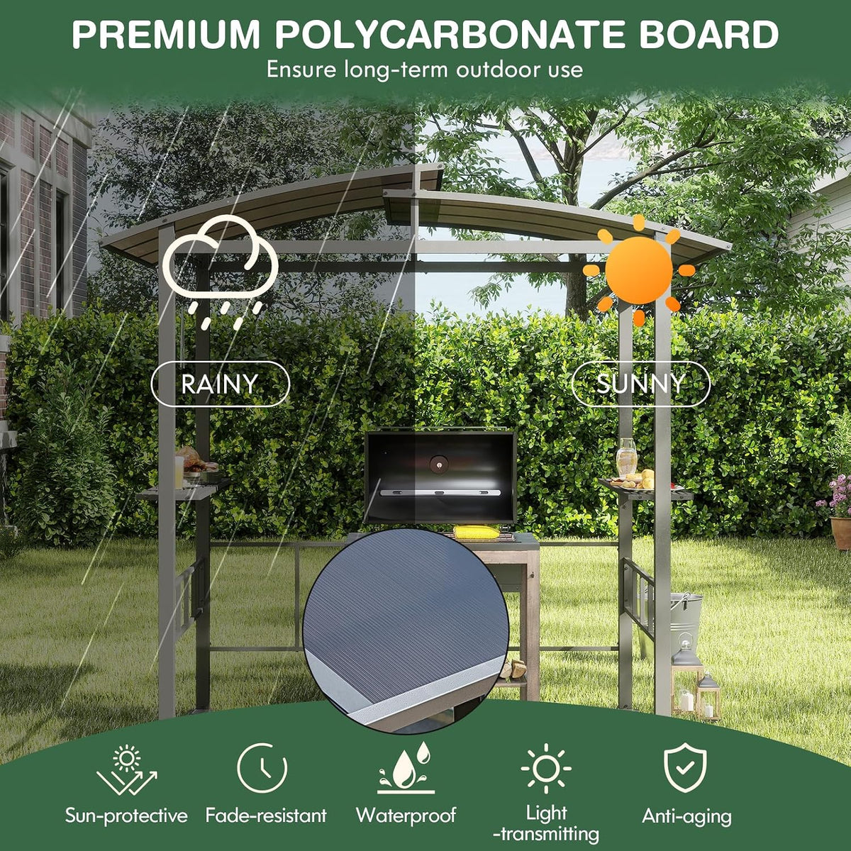8x5 FT Hardtop Grill Gazebo