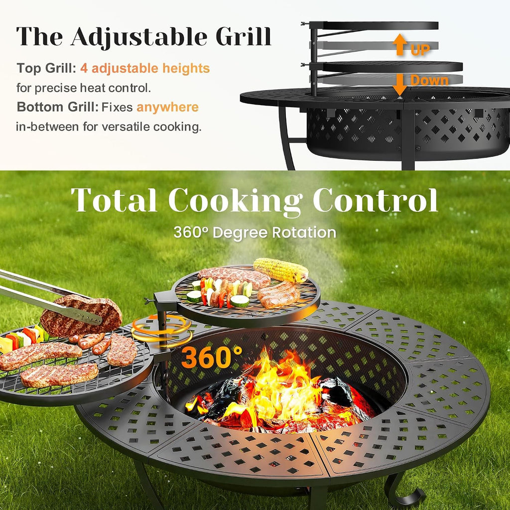 43" Fire Pit with Grills & Lid