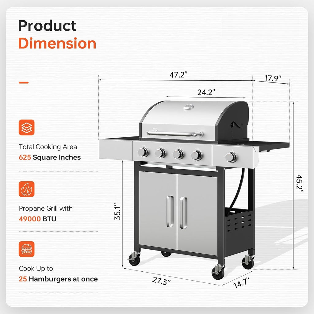 4-Burner Propane BBQ Grill