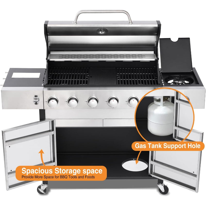 6-Burner Grill with Side Burner & Griddle Combo