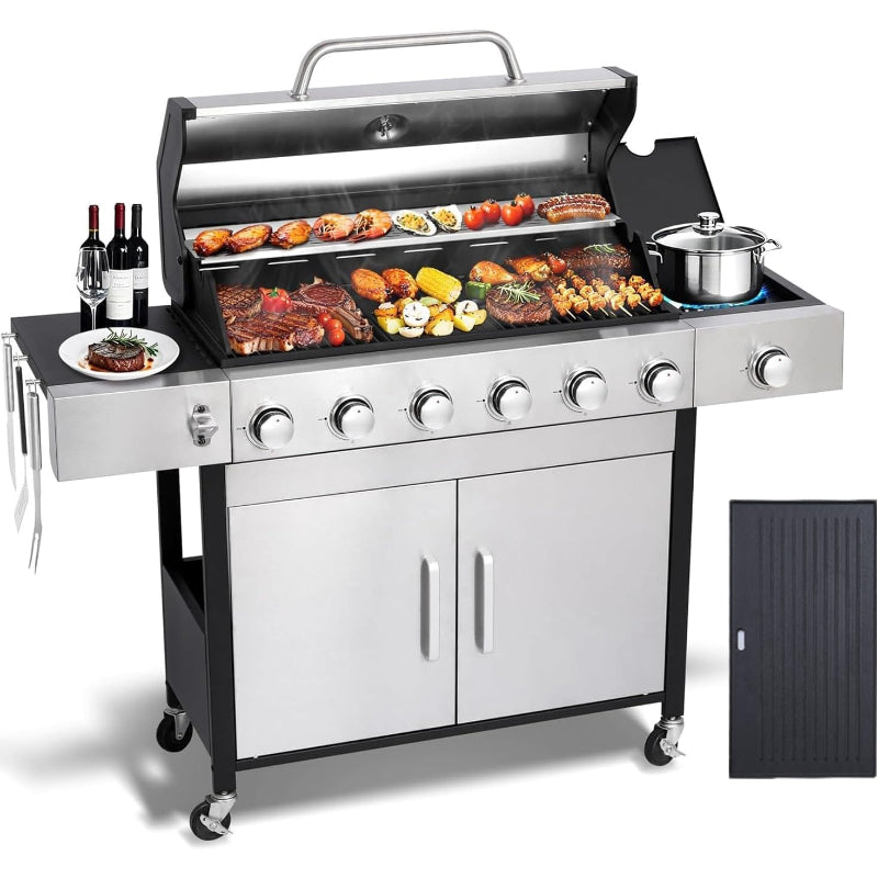 6-Burner Grill with Side Burner & Griddle Combo