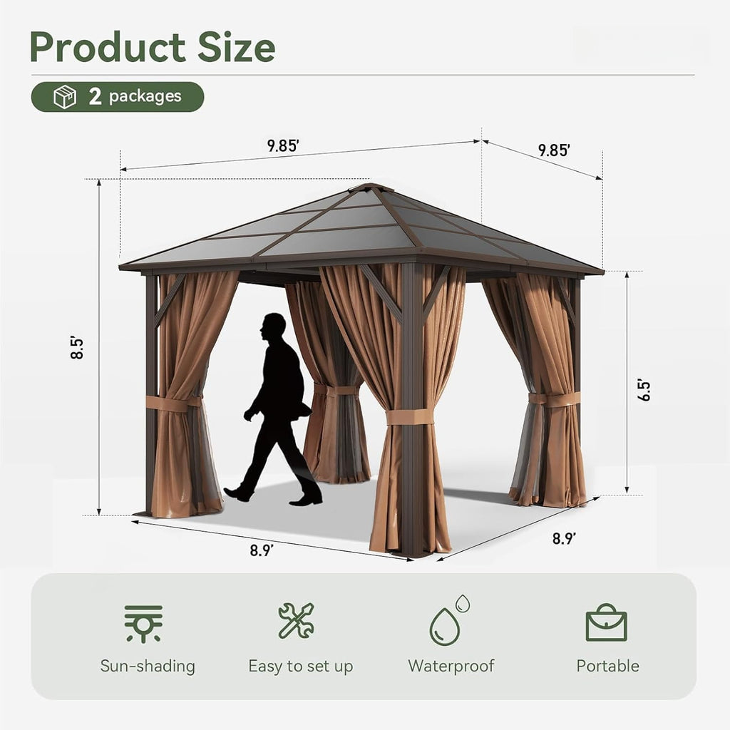 10'x10' Polycarbonate Hardtop Gazebo