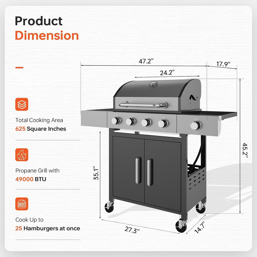 4-Burner Propane BBQ Grill