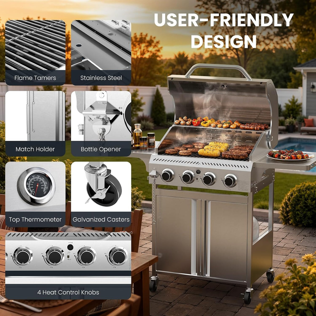 4-Burner Propane BBQ Grill