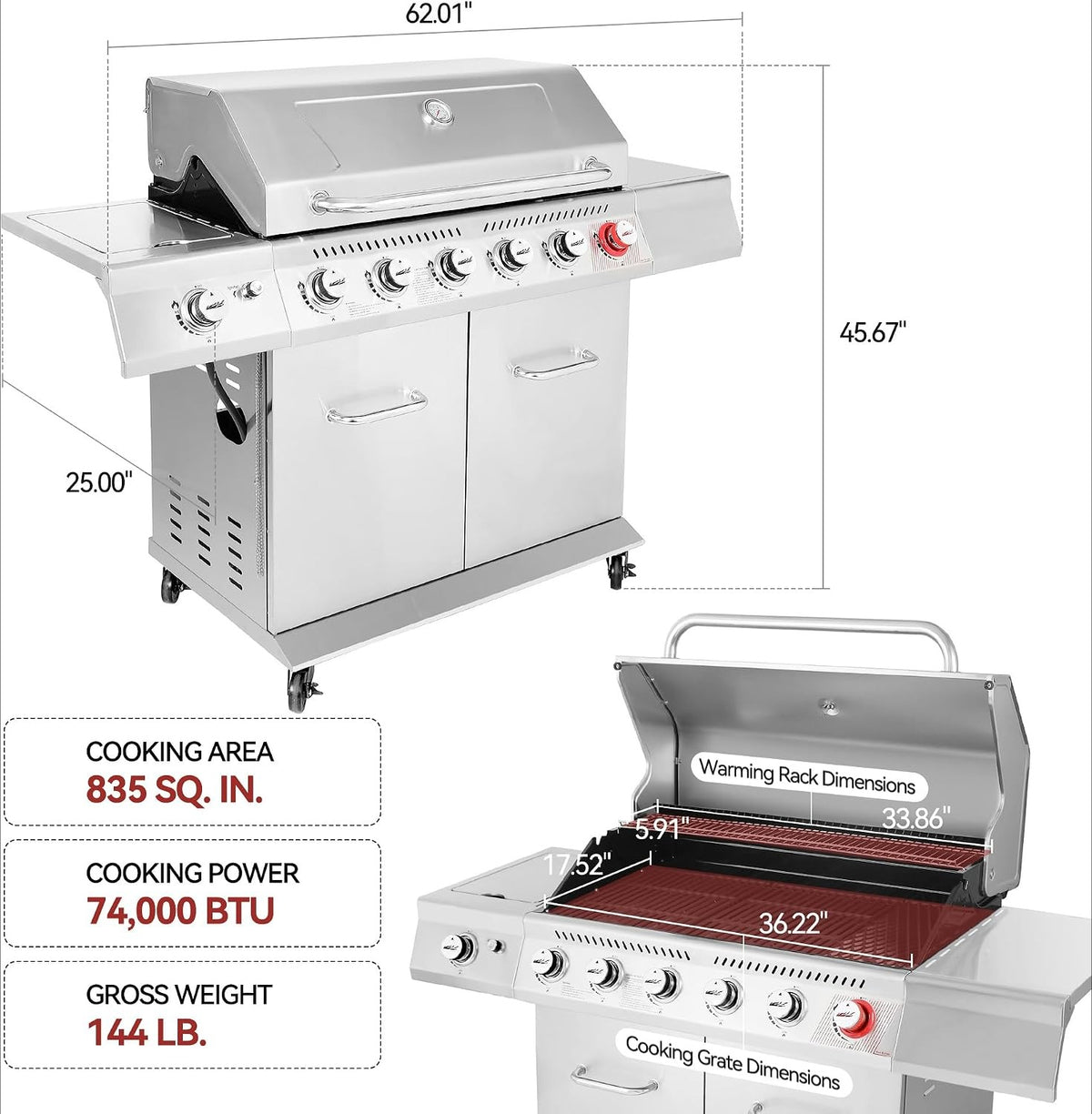 6-Burner Propane Gas Grill