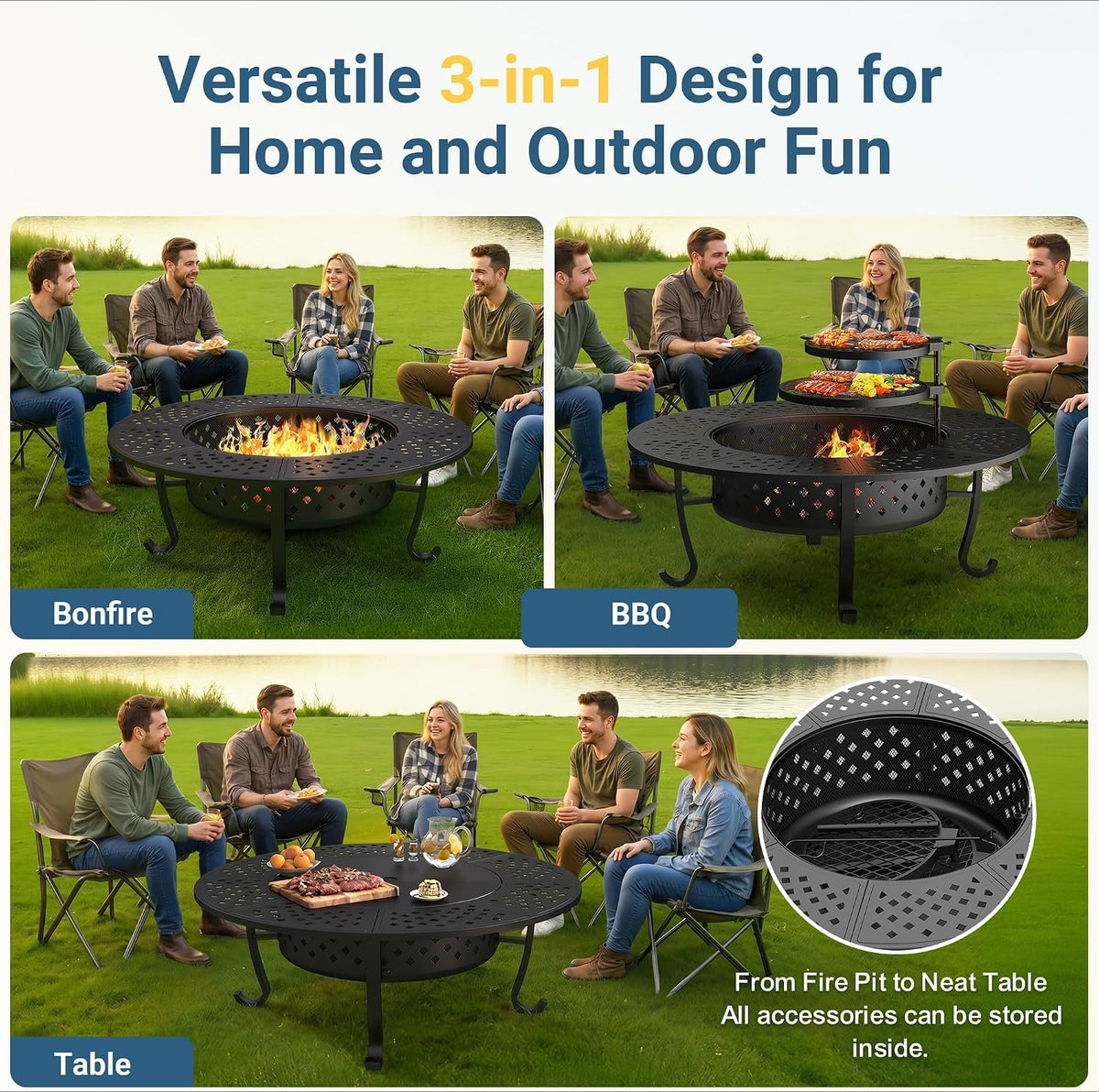 48" Fire Pit with Grills & Lid